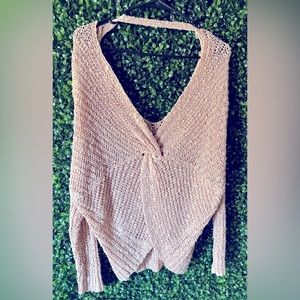 ALTAR’D STATE Blush Pink Criss Cross Back Long Sleeve V-Neck Sweater